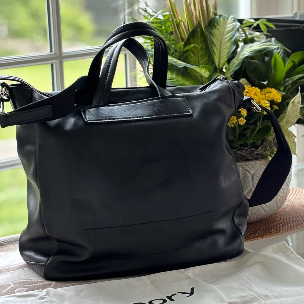 Black Leather Theory Tote Bag